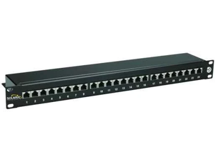 solarix patch panel cat5e 24 x rj45 stp cerny 1u ien124879