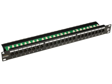 solarix patch panel cat6 24 x rj45 utp s vyvazovaci listou cerny 1u ien124905