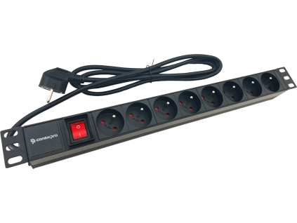 conexpro 19 rozvodny panel 8x 230v fr 16a 1 4m cerny ien533201