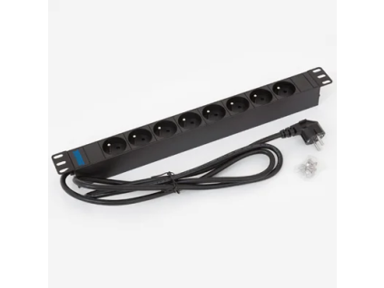 19 rozvodny panel 8x230v 1u cz 2m kabel cern ien224438
