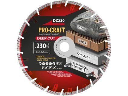 Diamantový rezný kotúč 230 mm PROCRAFT DC230 Deep Cut