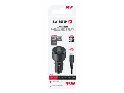 swissten cl adapter 95 w usb c kabel 1 m cerny ien587238