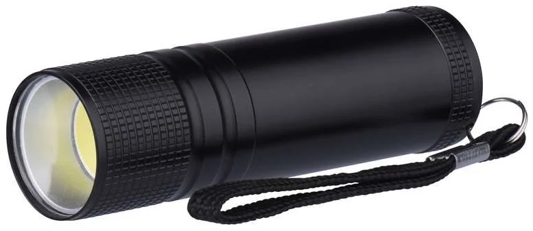 EMOS Kovová LED baterka, 3W COB LED, 3x AAA čierna