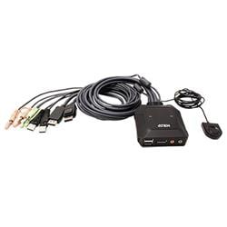 ATEN Mini KVM prepínač (USB klávesnica a myš, DP, zvuk) 2:1, USB, +2x USB (CS22DP)