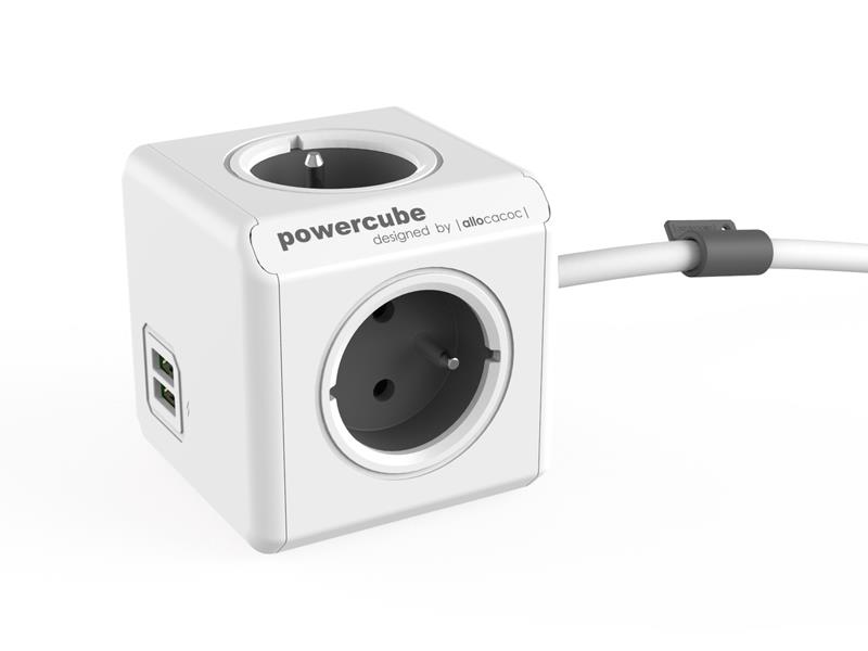 ALLOCACOC POWERCUBE Extended USB Grey 1,5m
