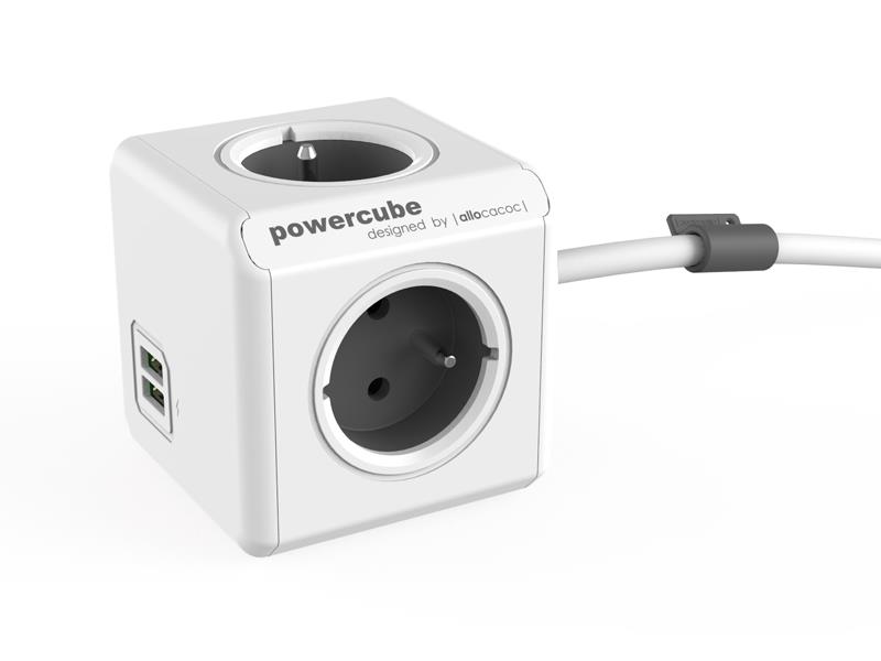 ALLOCACOC POWERCUBE Extended USB Grey 3m