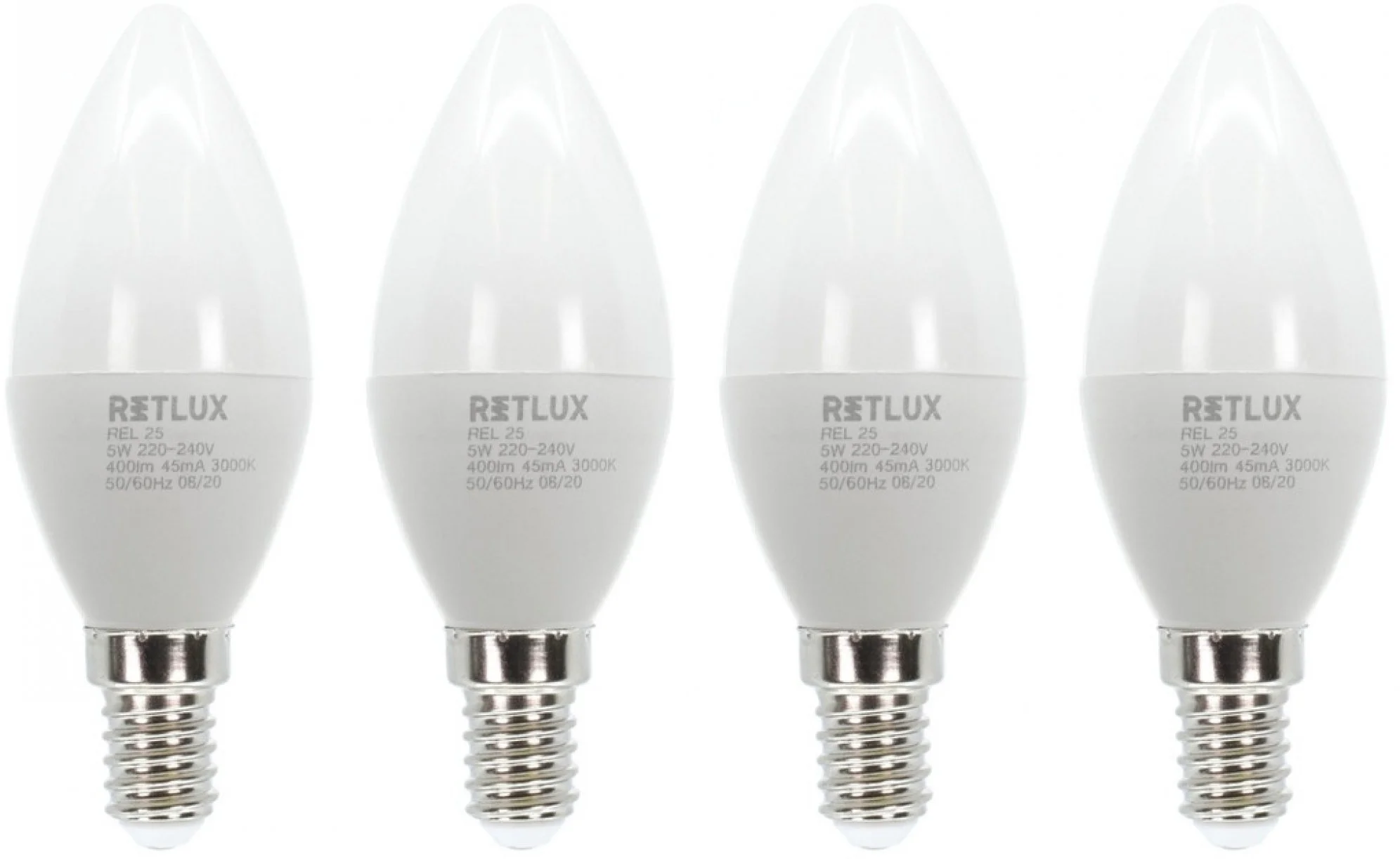 Žiarovka LED E14 5W C37 biela teplá RETLUX REL 35 4ks