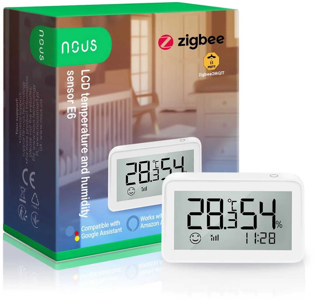 Detektor teploty a vlhkosti NOUS E6 ZigBee Tuya