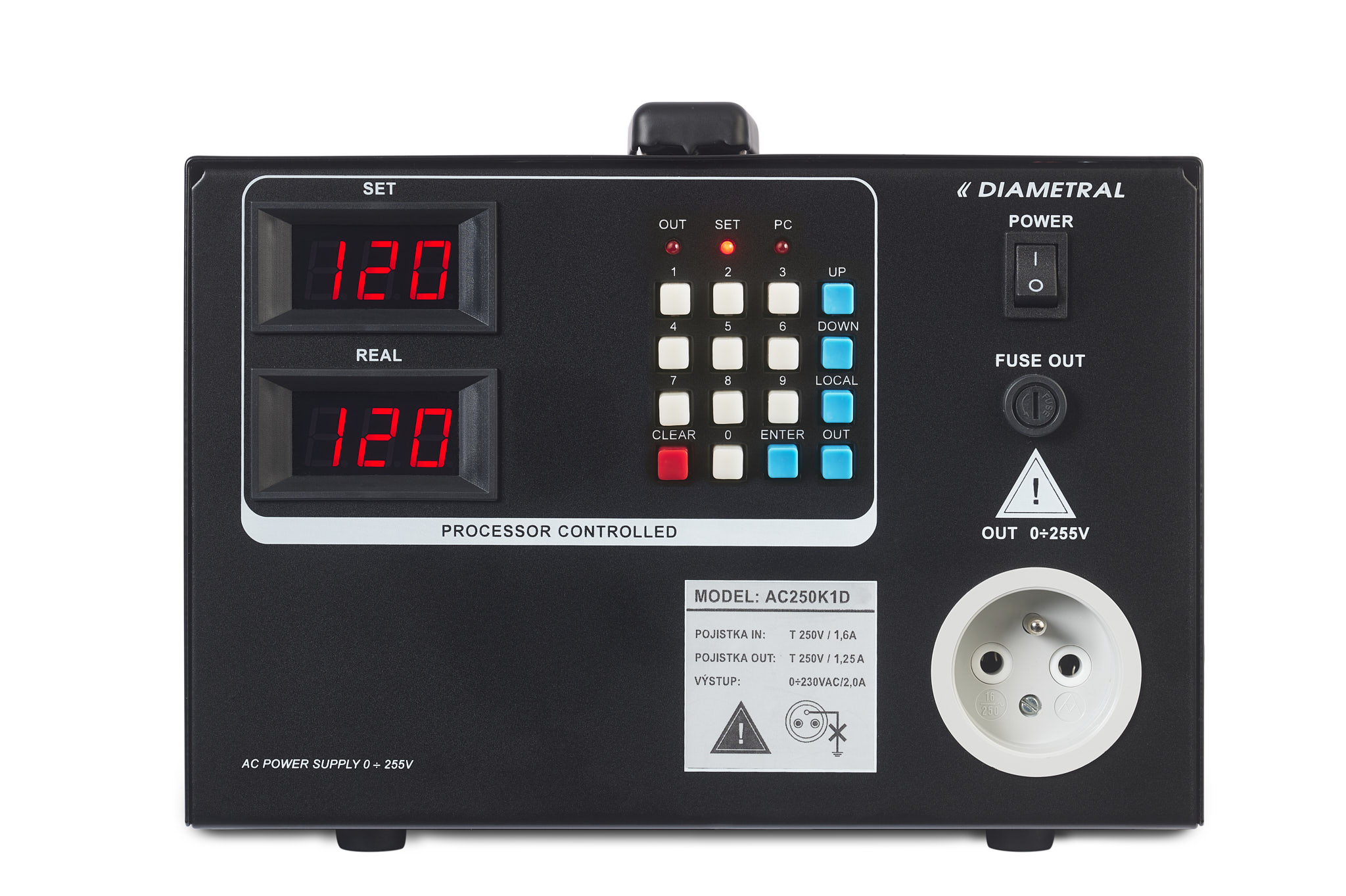 Střídavý laboratorní zdroj AC250K2D 0 - 255 V AC