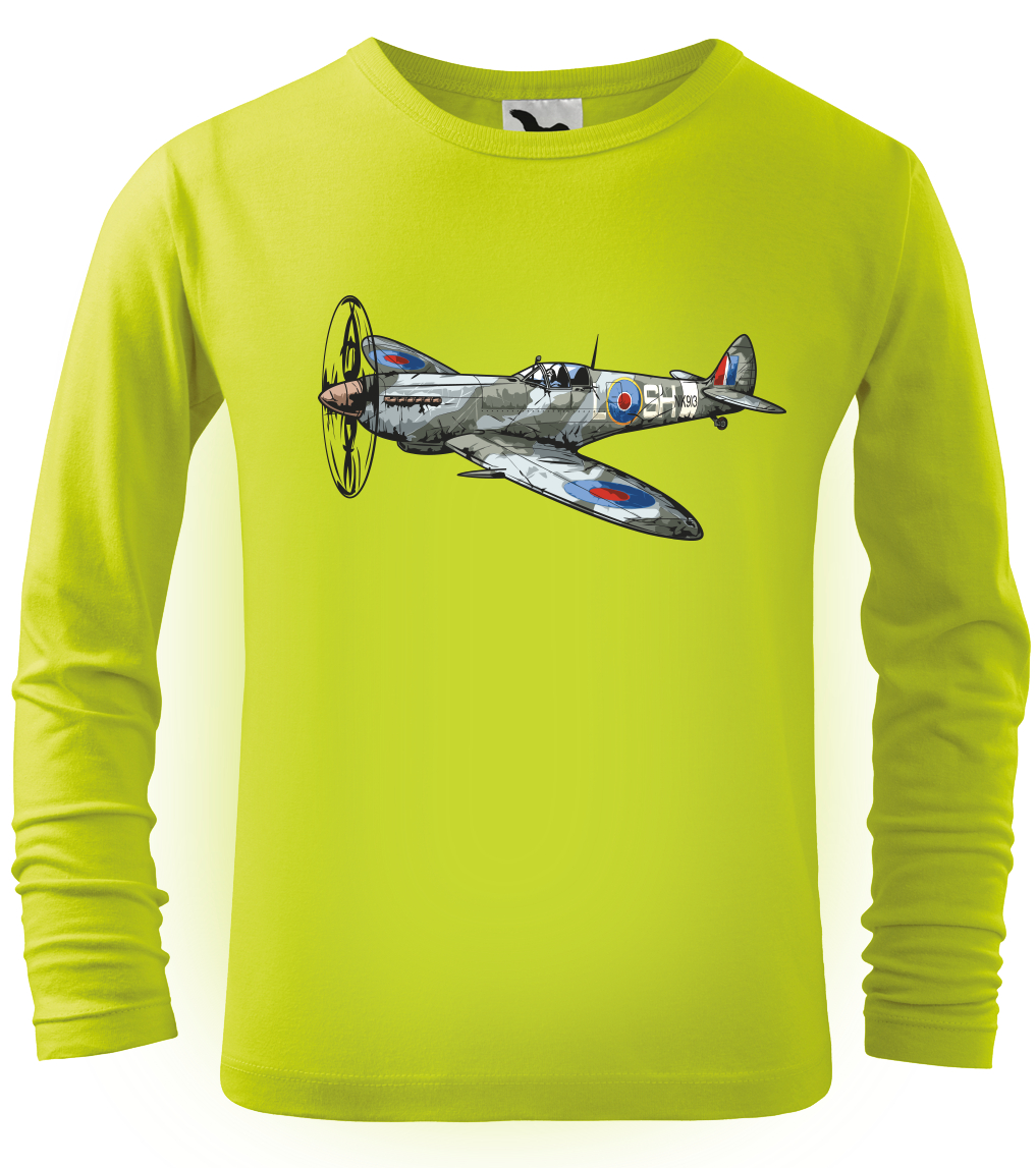 Dětské tričko s letadlem - Spitfire (dlouhý rukáv) - www.HobbyTriko.cz