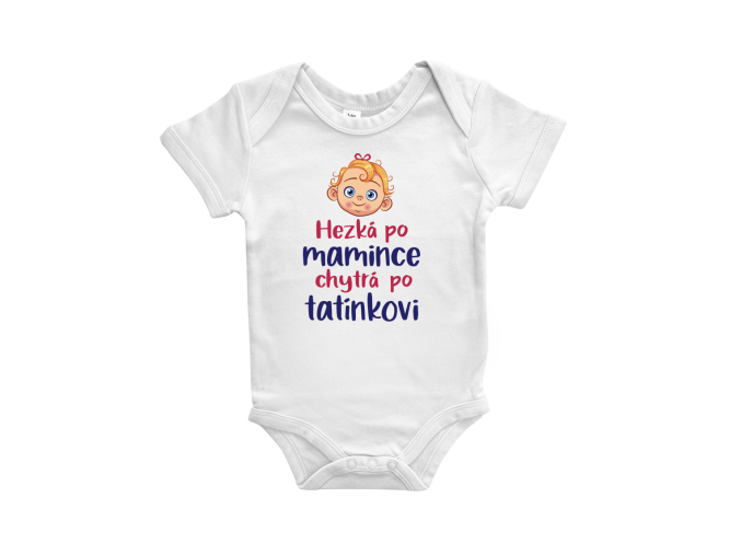 Vtipné body pro miminko - Hezká po mamince, chytrá po tatínkovi