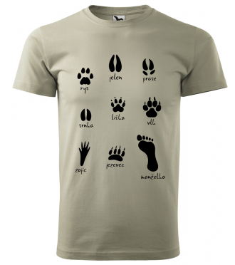Myslivecné tričko - Stopy divé zvěře (černý potisk)