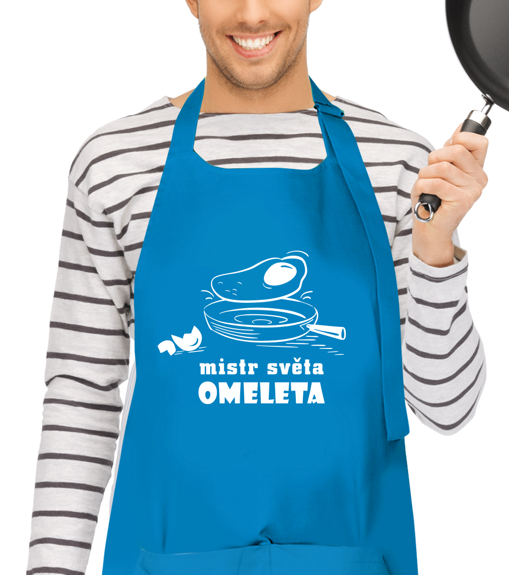 Zástěra na vaření - Mistr světa omeleta Barva: Modrá (Lagoon)