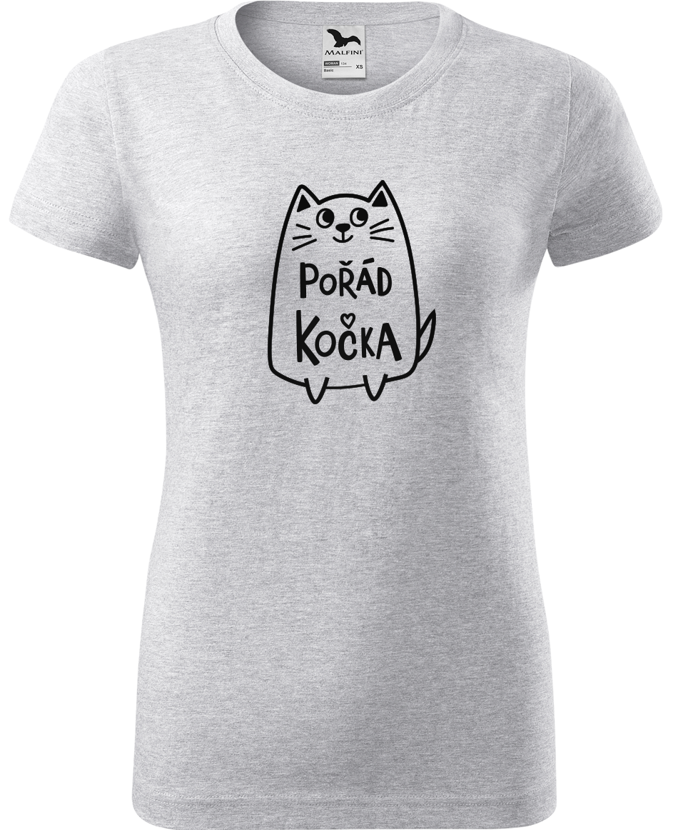 Dámské tričko s kočkou - Pořád kočka Velikost: XL, Barva: Světle šedý melír (03)