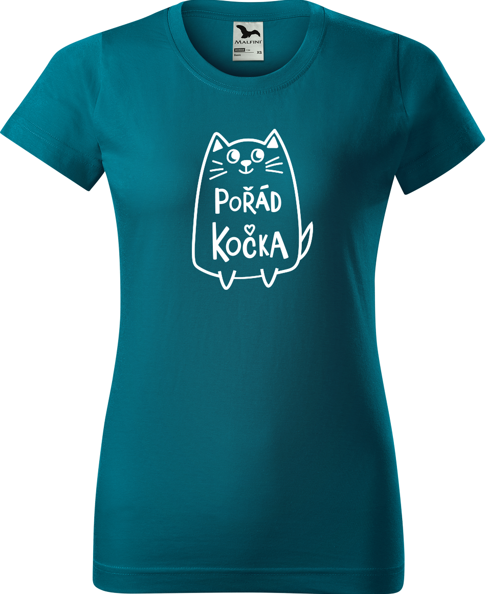 Dámské tričko s kočkou - Pořád kočka Velikost: L, Barva: Petrolejová (93)