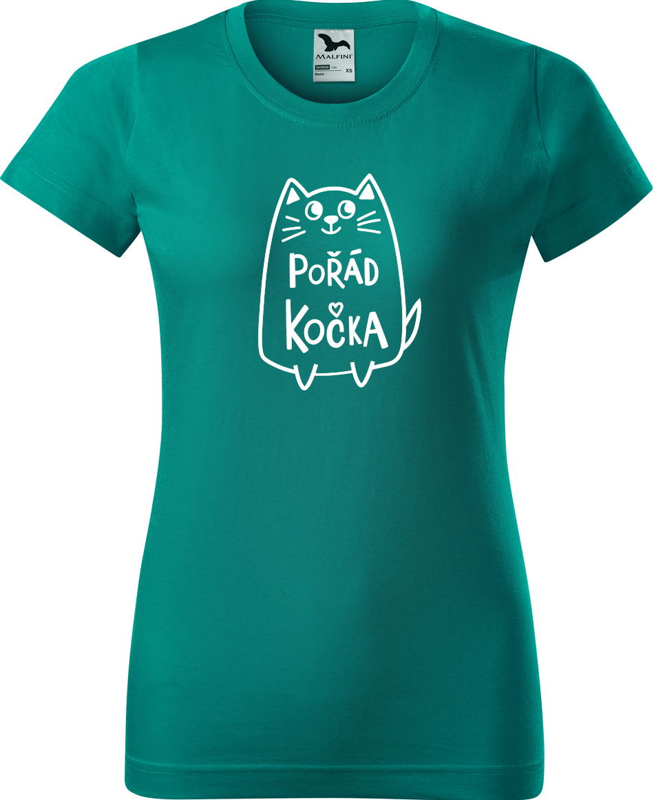 Dámské tričko s kočkou - Pořád kočka Velikost: L, Barva: Emerald (19)