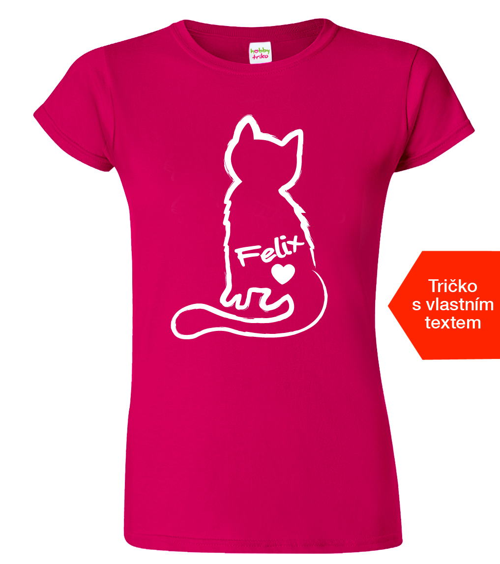 Dámské tričko se jménem vaší kočky Velikost: XL, Barva: Fuchsia red (49)