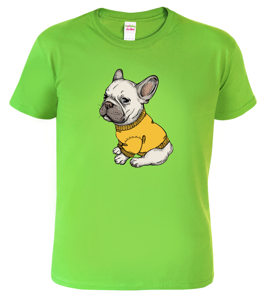 Dětské tričko s buldočkem - Buldoček ve svetru Velikost: 4 roky / 110 cm, Barva: Apple Green (92)