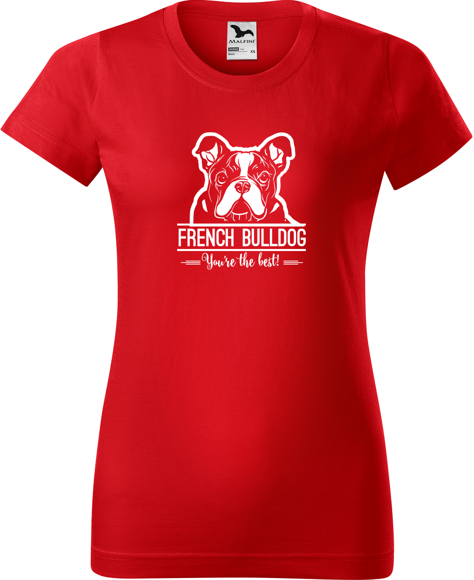 Dámské tričko s buldočkem - French Buldog Velikost: XL, Barva: Červená (07)