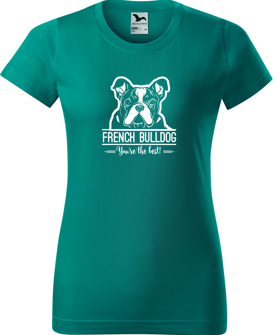 Dámské tričko s buldočkem - French Buldog Velikost: L, Barva: Emerald (19)