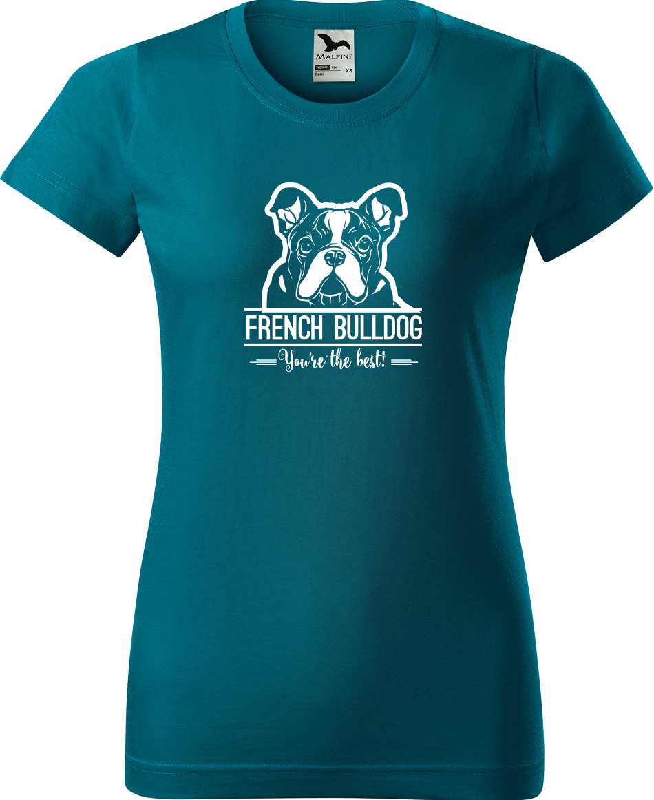 Dámské tričko s buldočkem - French Buldog Velikost: L, Barva: Petrolejová (93)