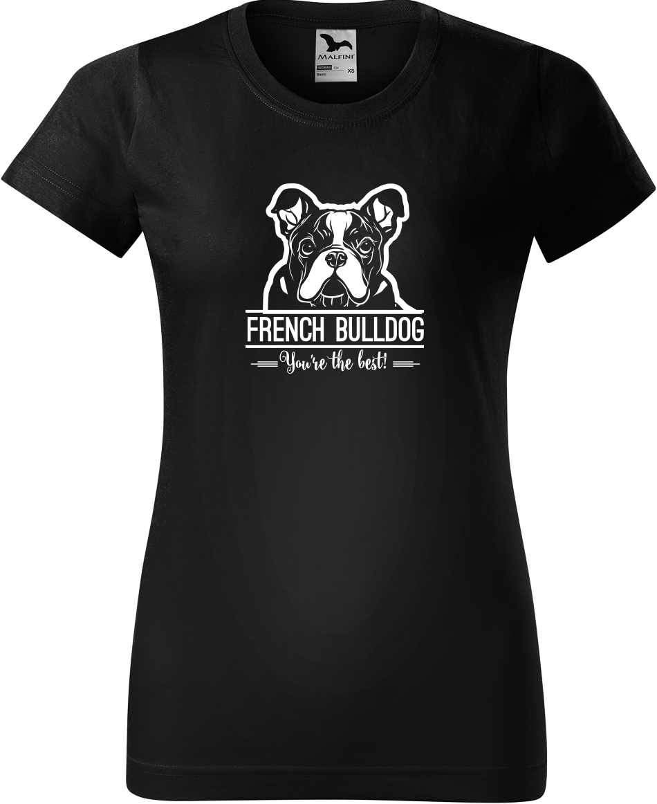 Dámské tričko s buldočkem - French Buldog Velikost: 3XL, Barva: Černá (01)