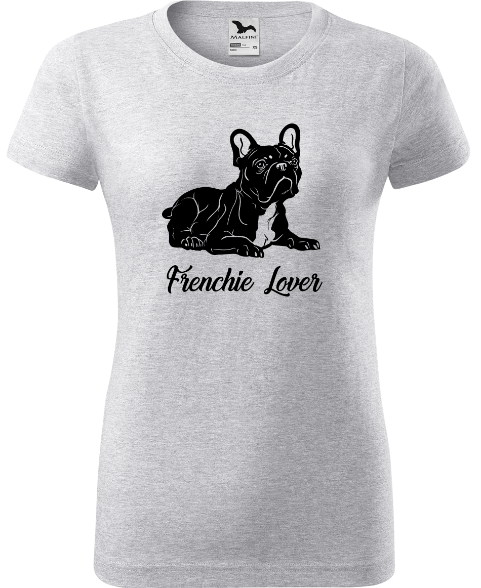 Dámské tričko s buldočkem - Frenchie Lover Velikost: XL, Barva: Světle šedý melír (03)