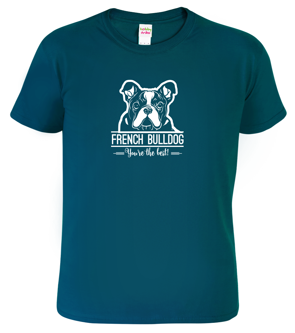 Pánské tričko s buldočkem - French Buldog Velikost: M, Barva: Petrolejová (93)