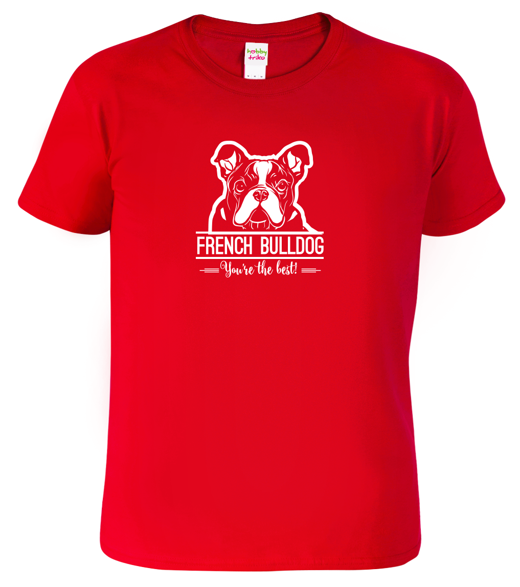 Pánské tričko s buldočkem - French Buldog Velikost: M, Barva: Červená (07)