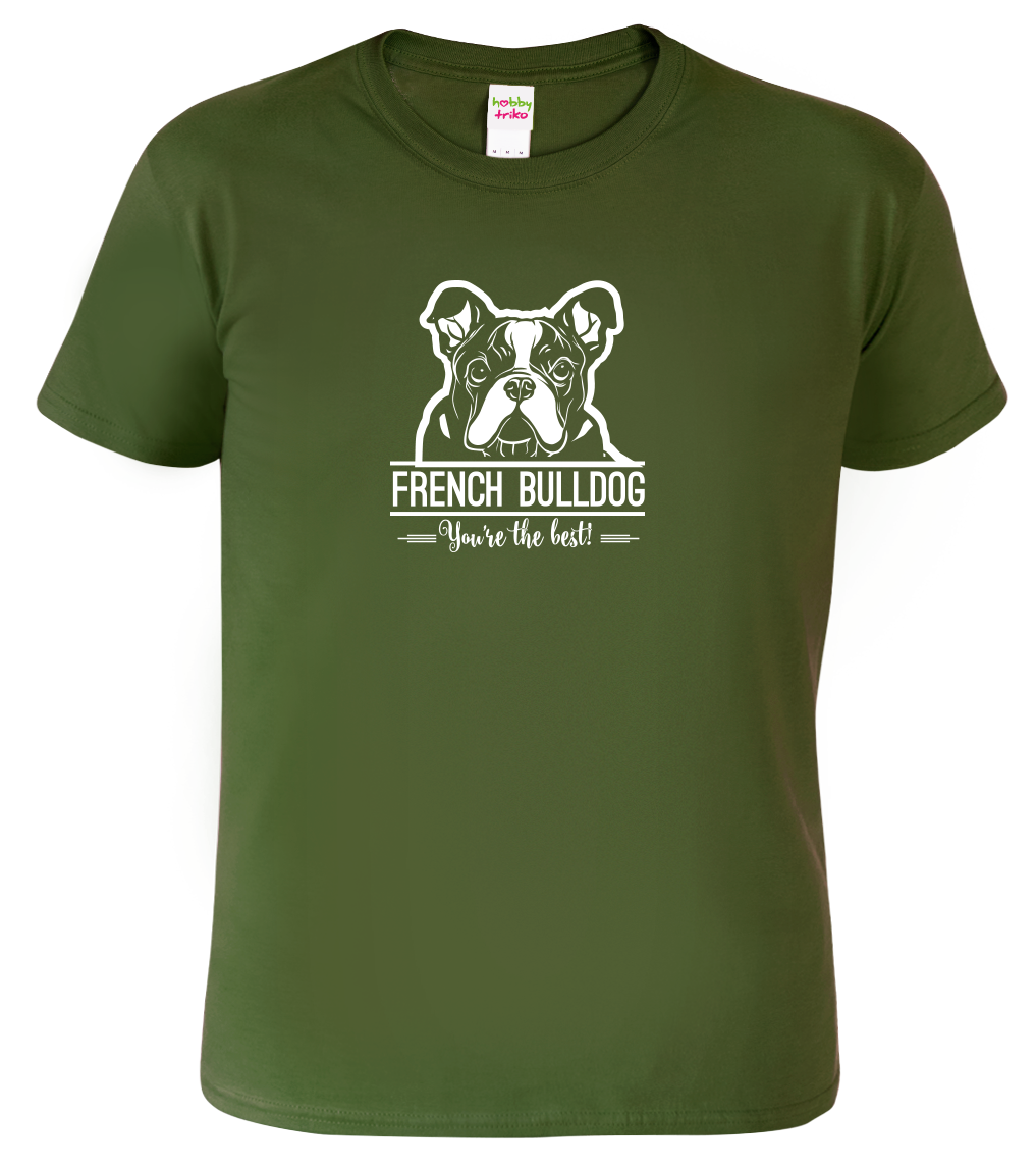 Pánské tričko s buldočkem - French Buldog Velikost: M, Barva: Military (69)