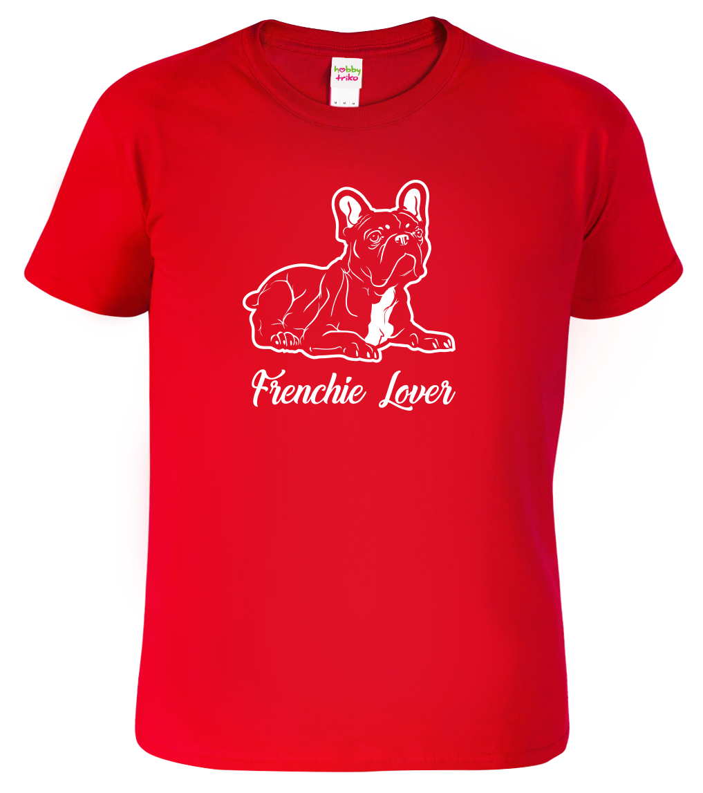 Pánské tričko s buldočkem - Frenchie Lover Velikost: L, Barva: Červená (07)