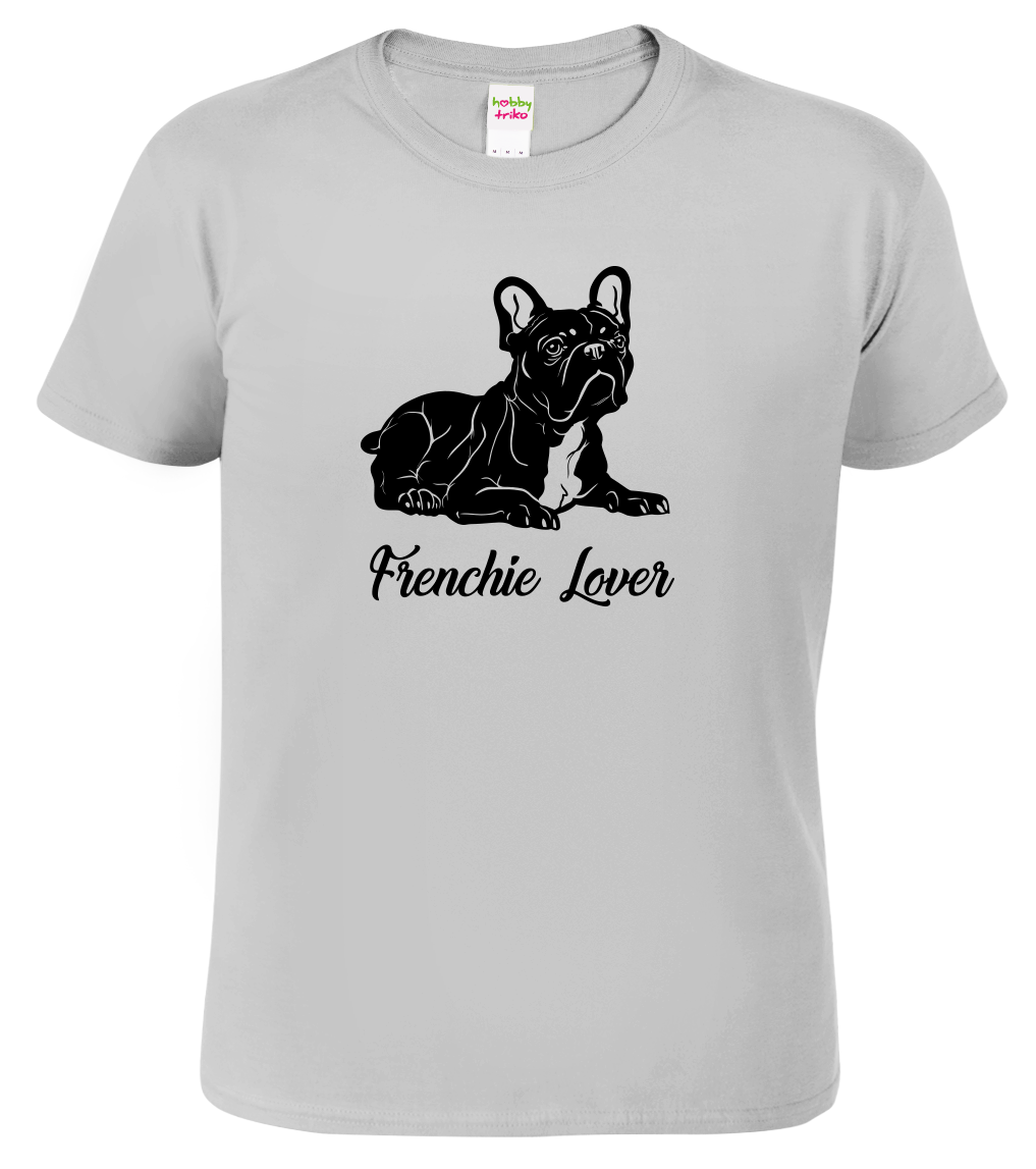 Pánské tričko s buldočkem - Frenchie Lover Velikost: XL, Barva: Světle šedý melír (03)