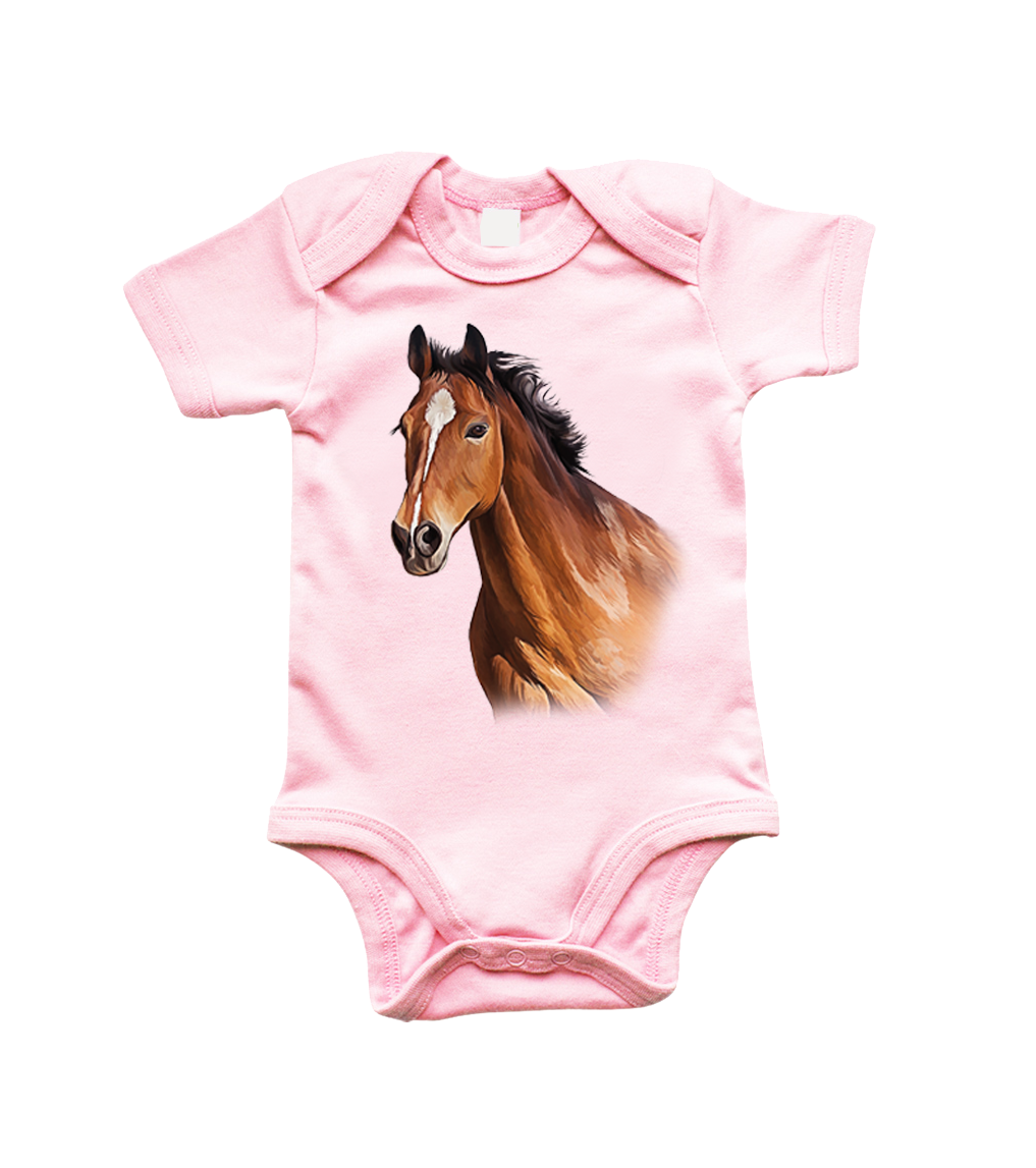 Body dětské s koněm - Hnědák Velikost: 3-6 m, Barva: Světle růžová (Powder Pink)