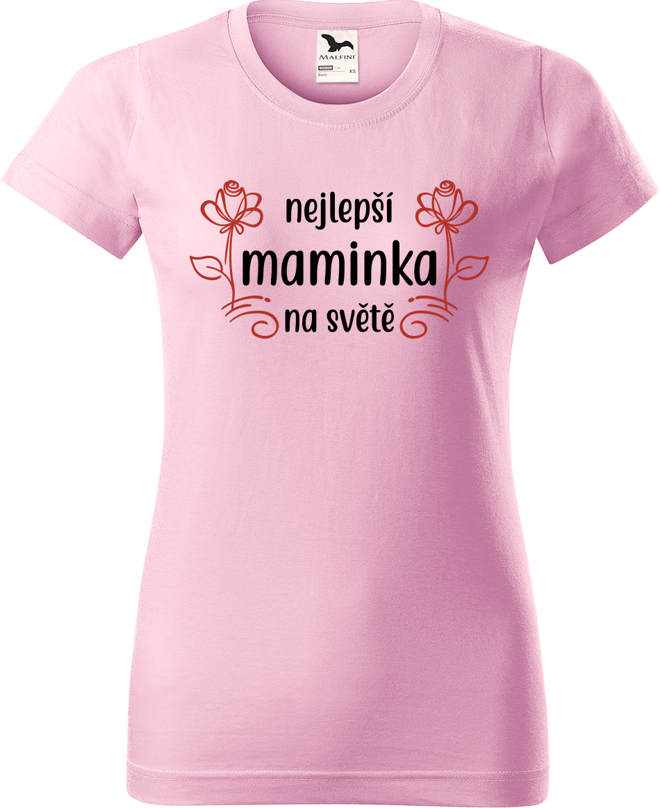 Tričko pro maminku - Nejlepší maminka na světě (kytička) Velikost: XL, Barva: Růžová (30)