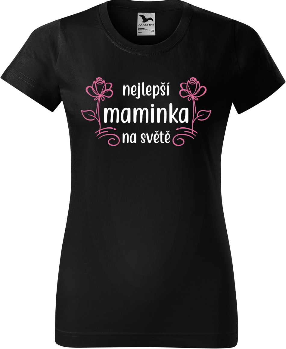 Tričko pro maminku - Nejlepší maminka na světě (kytička) Velikost: XL, Barva: Černá (01)