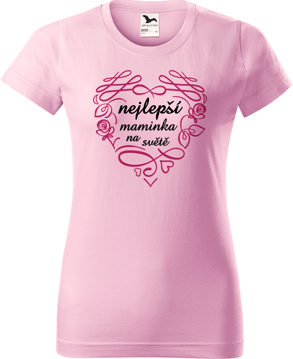Tričko pro maminku - Nejlepší maminka na světě (srdce) Velikost: XL, Barva: Růžová (30)