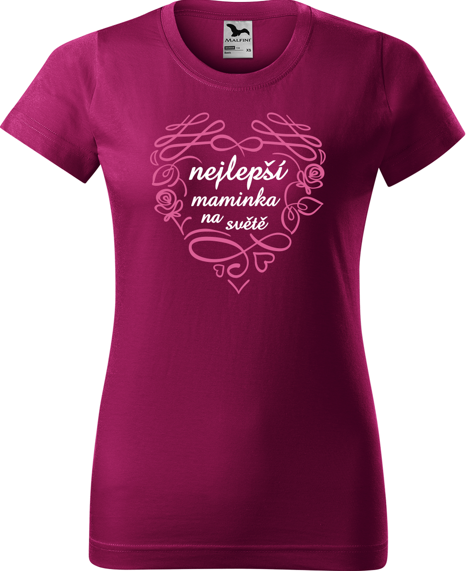 Tričko pro maminku - Nejlepší maminka na světě (srdce) Velikost: 2XL, Barva: Fuchsia red (49)