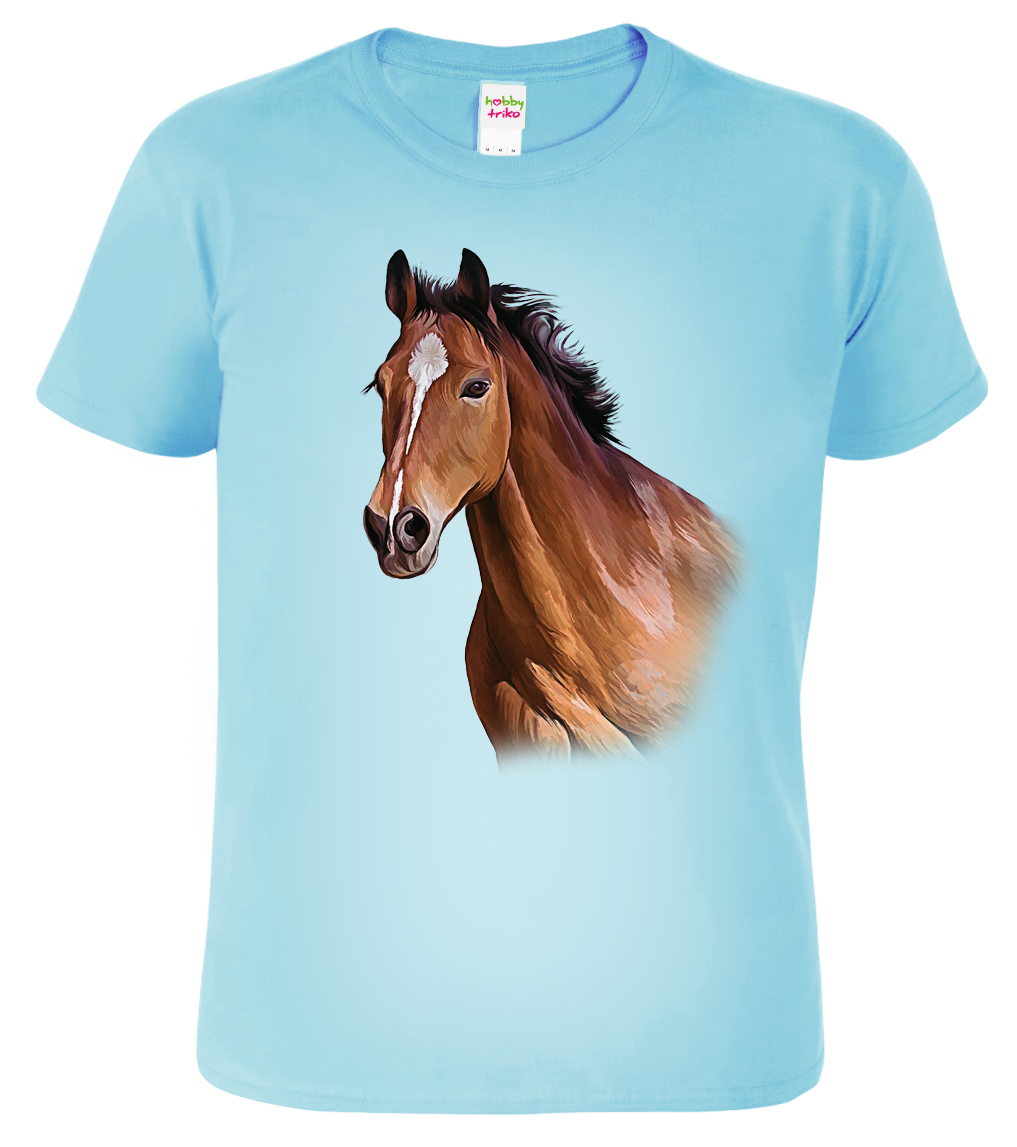 Dětské tričko s koněm - Hnědák Velikost: 6 let / 122 cm, Barva: Nebesky modrá (15)