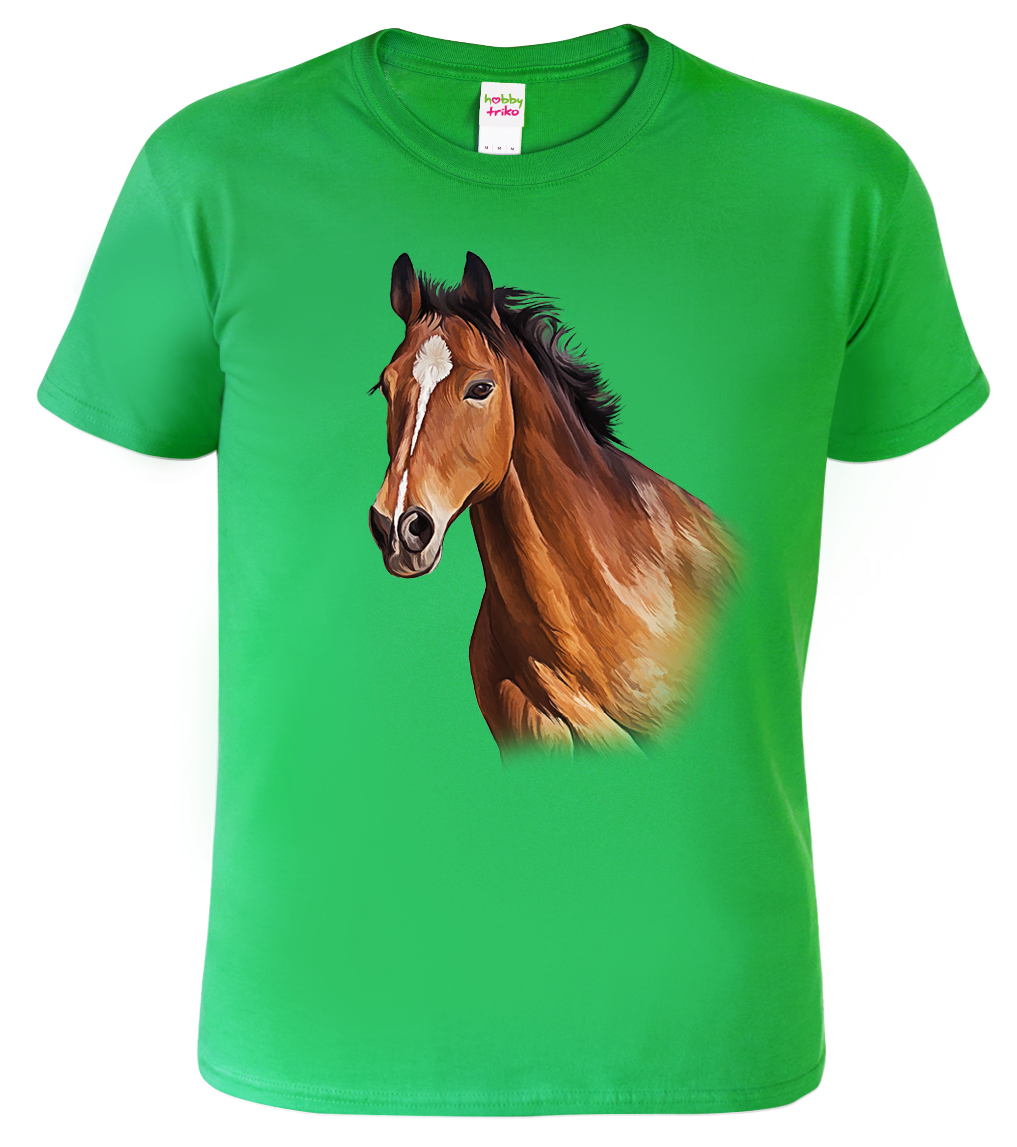 Dětské tričko s koněm - Hnědák Velikost: 6 let / 122 cm, Barva: Středně zelená (16)