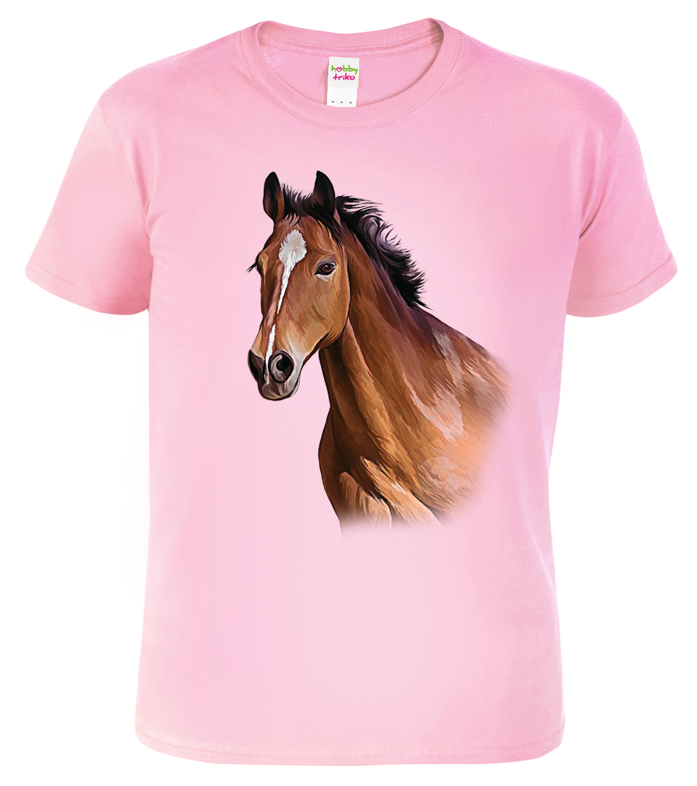Dětské tričko s koněm - Hnědák Velikost: 4 roky / 110 cm, Barva: Růžová (30)
