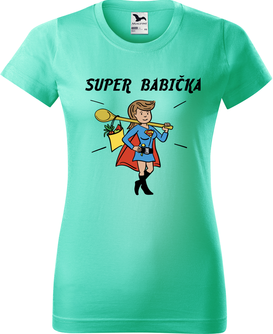 Tričko pro babičku - Super babička Velikost: L, Barva: Mátová (95)