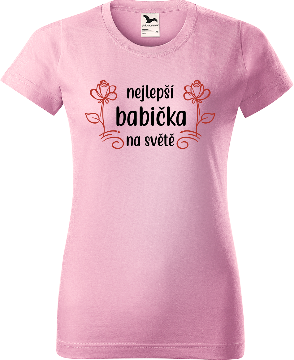 Tričko pro babičku - Nejlepší babička na světě (kytička) Velikost: 2XL, Barva: Růžová (30)