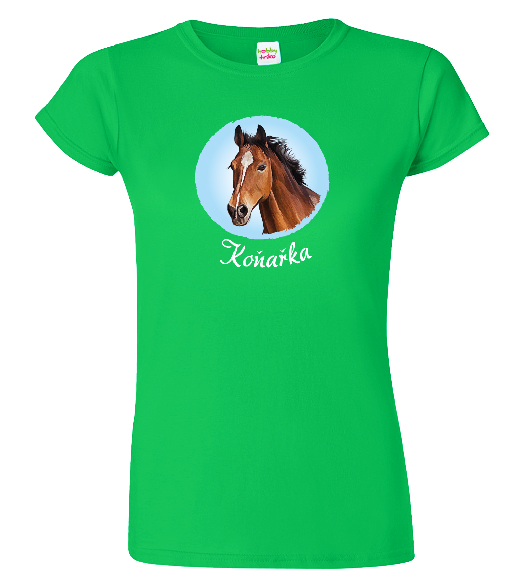 Dámské tričko s koněm - Koňařka Velikost: S, Barva: Středně zelená (16)