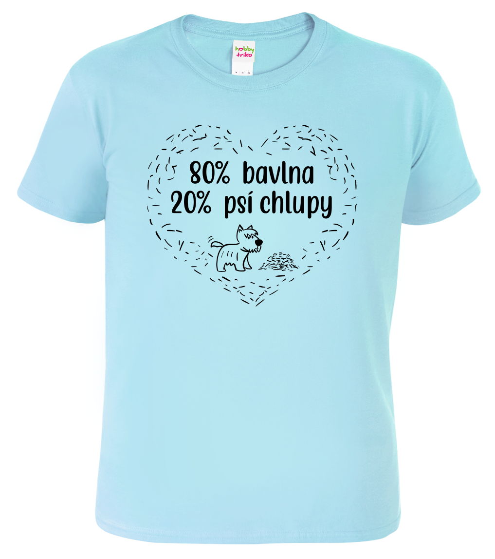 Tričko se psem - 80% bavlna, 20% psí chlupy Velikost: L, Barva: Nebesky modrá (15)