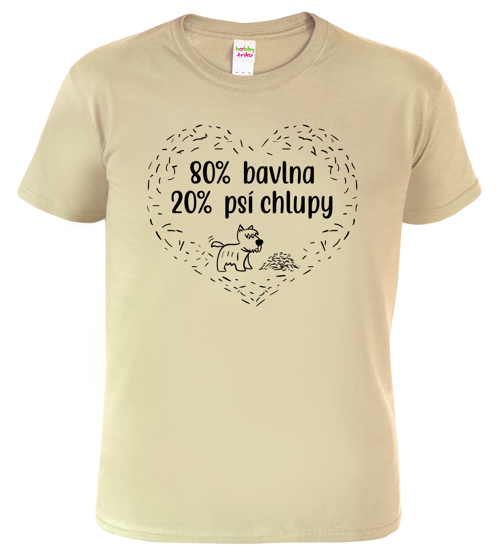 Tričko se psem - 80% bavlna, 20% psí chlupy Velikost: XL, Barva: Béžová (51)