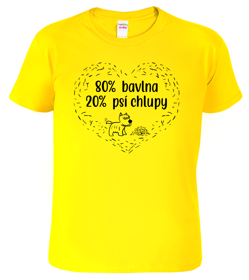 Tričko se psem - 80% bavlna, 20% psí chlupy Velikost: L, Barva: Žlutá (04)