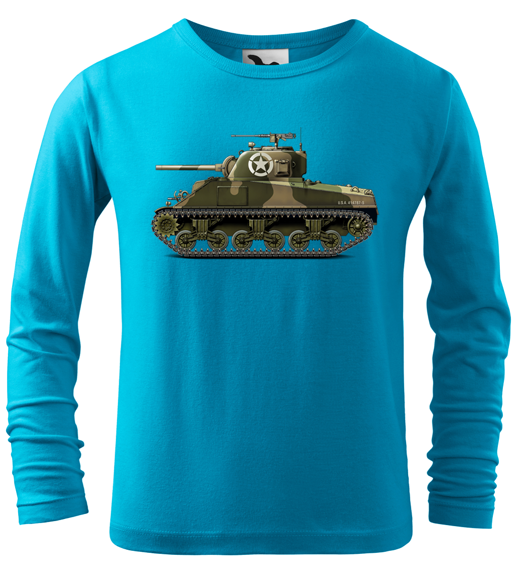 Dětské tričko s tankem - Sherman (dlouhý rukáv) Velikost: 8 let / 134 cm, Barva: Tyrkysová (44), Délka rukávu: Dlouhý rukáv
