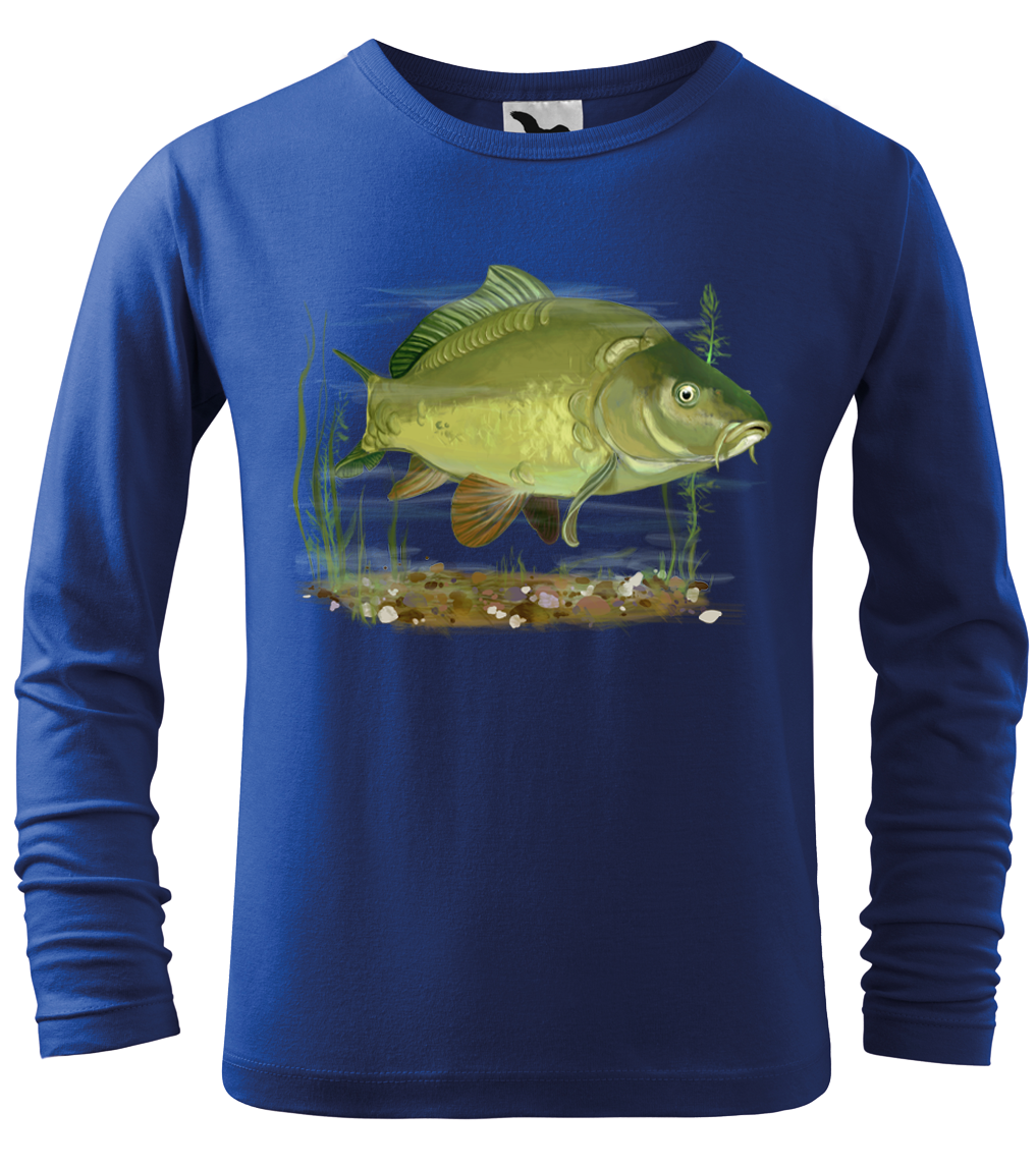 Dětské rybářské tričko - Kapr obecný (dlouhý rukáv) Velikost: 4 roky / 110 cm, Barva: Královská modrá (05), Délka rukávu: Dlouhý rukáv