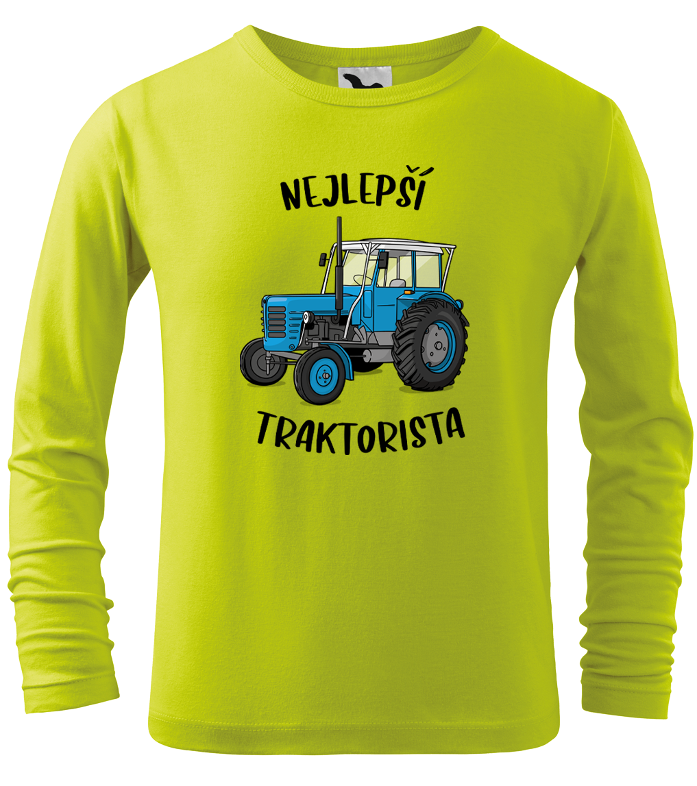 Dětské tričko s traktorem - Nejlepší traktorista (dlouhý rukáv) Velikost: 4 roky / 110 cm, Barva: Limetková (62), Délka rukávu: Dlouhý rukáv