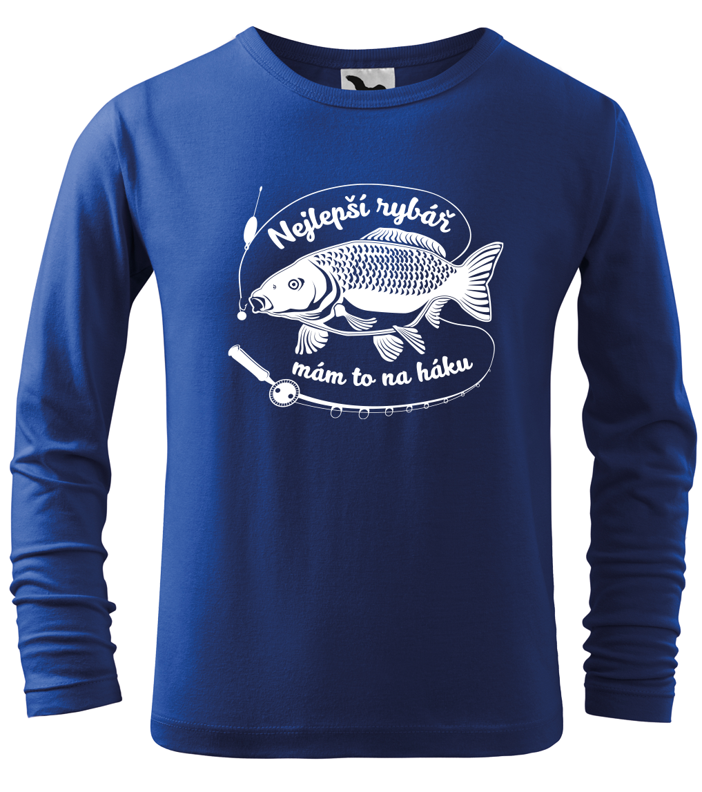 Dětské rybářské tričko - Tričko s kaprem (dlouhý rukáv) Velikost: 8 let / 134 cm, Barva: Královská modrá (05), Délka rukávu: Dlouhý rukáv